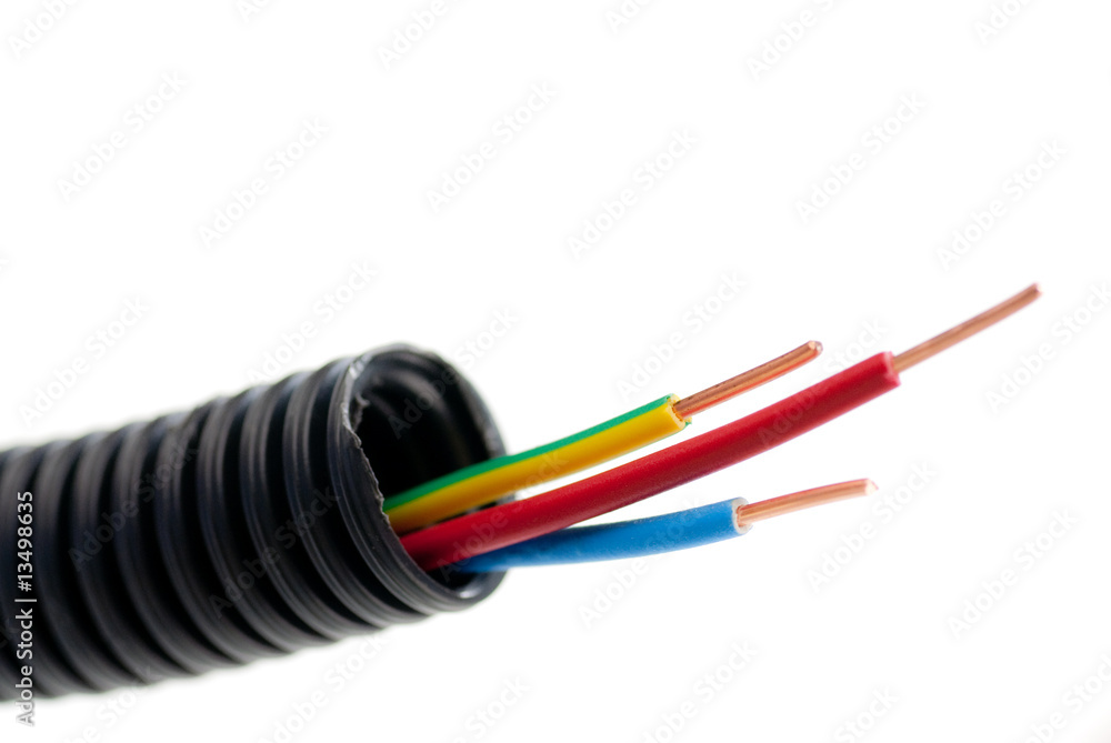 image, fil électrique et tube - matériel d'électricien sur blanc image, fil électrique et tube - matériel d'électricien sur blanc