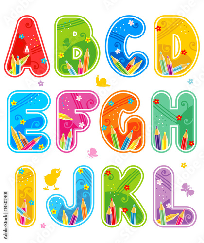 Spring or summer alphabet set letters A - L