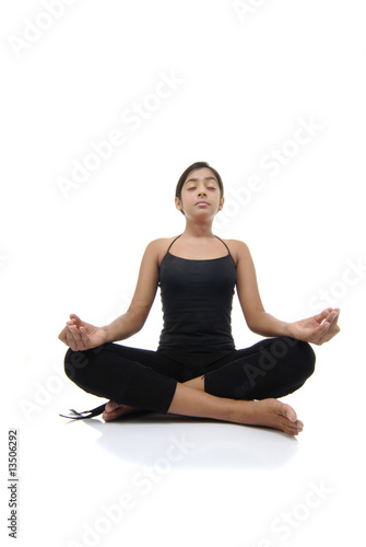 girl makes pose of yoga
