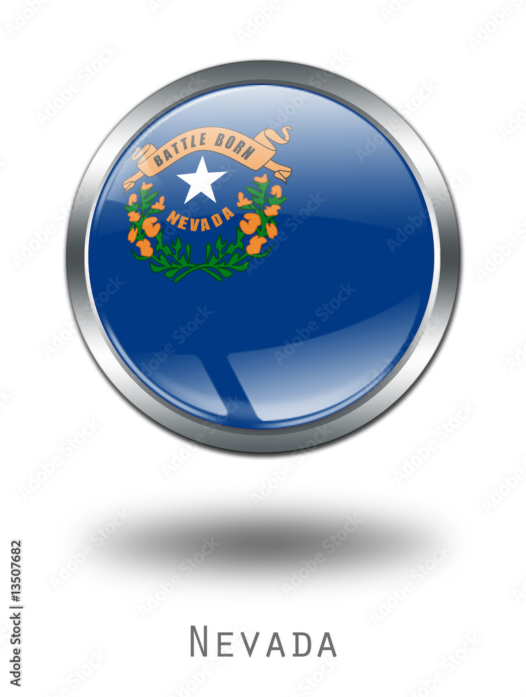3D Nevada Flag button illustration on a white background 3D Nevada Flag button illustration on a white background