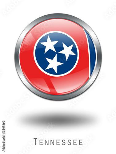 3D Tennessee Flag button illustration on a white background