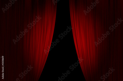 Red theater curtains opened