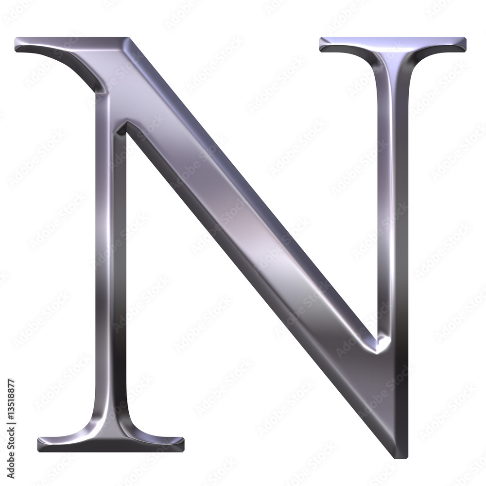 3D Silver Greek Letter Ny 3D Silver Greek Letter Ny