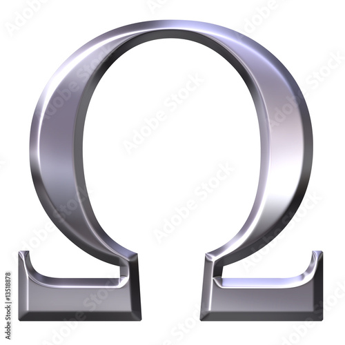 3D Silver Greek Letter Omega