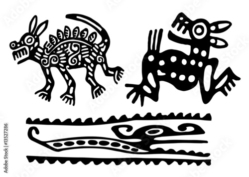 Fantastic animals and birds of Aztecs