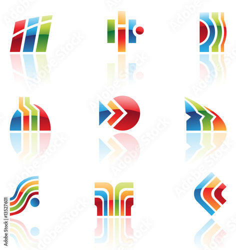 Glossy retro icons of abstract design elements