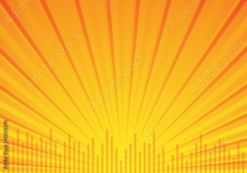 orange music background with rays