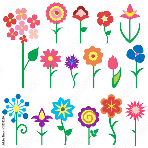 set of flowers icons