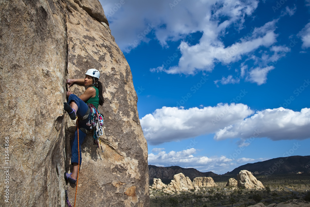 Female rock climber.