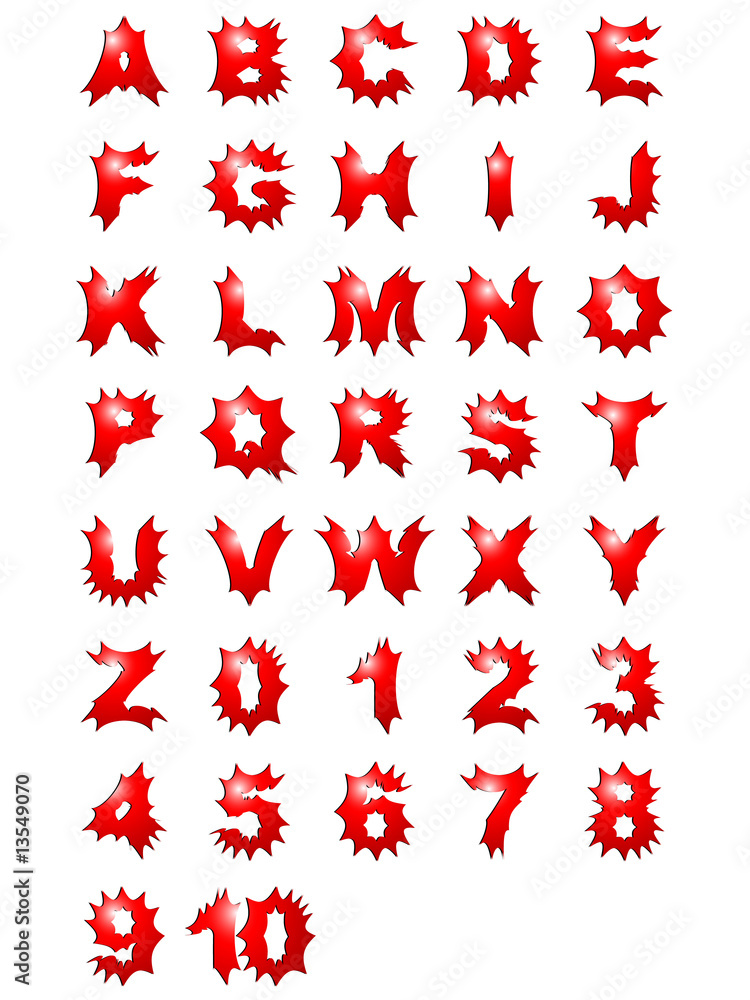 Alphabet and numbers vector illustration Alphabet and numbers vector illustration