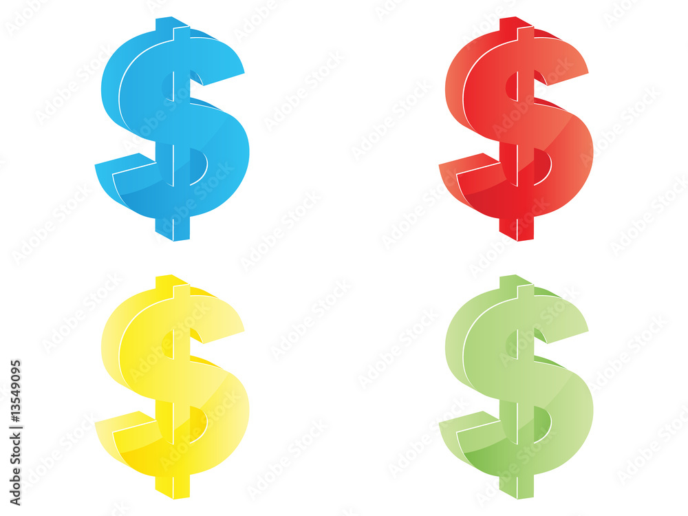 Obraz premium dollar icons different colors