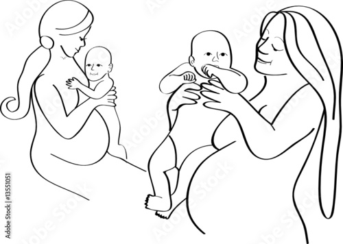 a woman with a baby