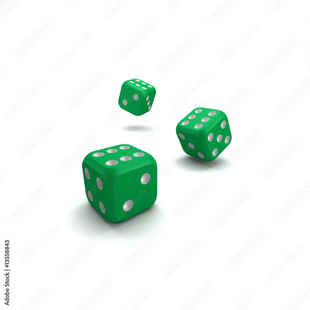 lucky green dice on white background lucky green dice on white background