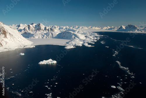 Greenland, ice floe and mountains
