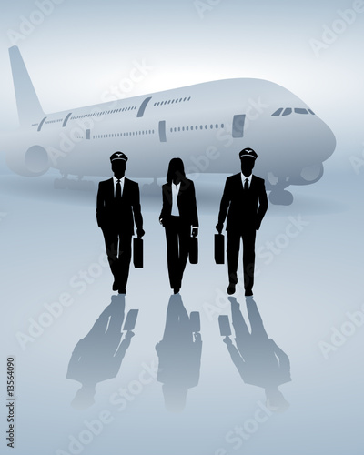 Piloten und Flugbegleiter