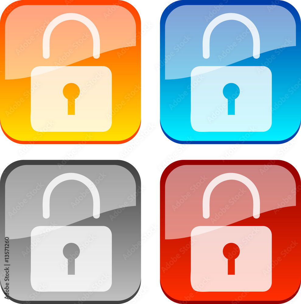 Padlock glossy buttons. Vector illustration. Padlock glossy buttons. Vector illustration.