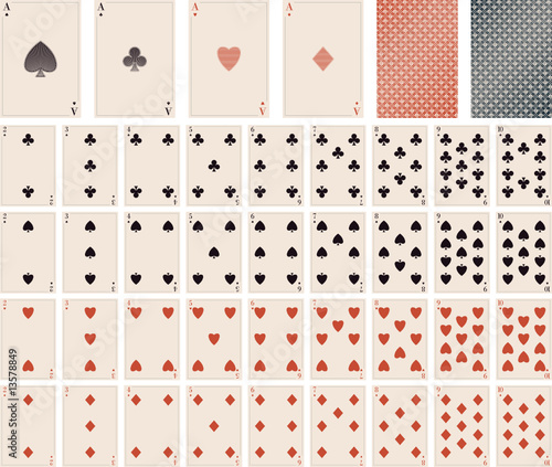vector playing cards- 1 to 10