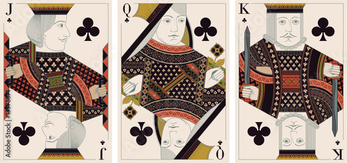 jack, king,queen of clubs - vector