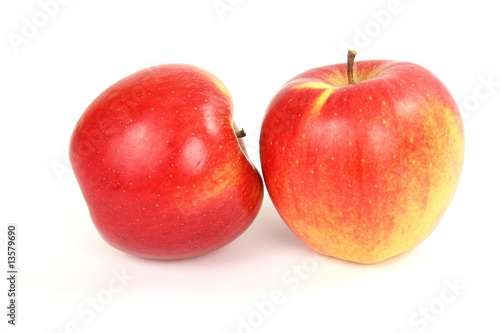 Two red apple on white background