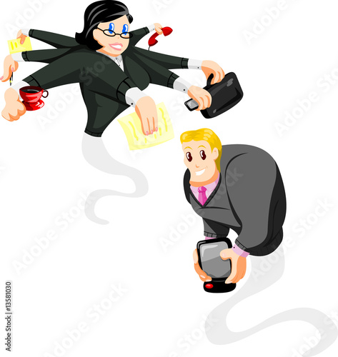 Cartoon office genies