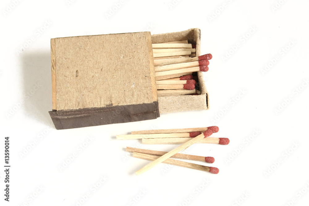 Macro photo of matches in open pack Macro photo of matches in open pack