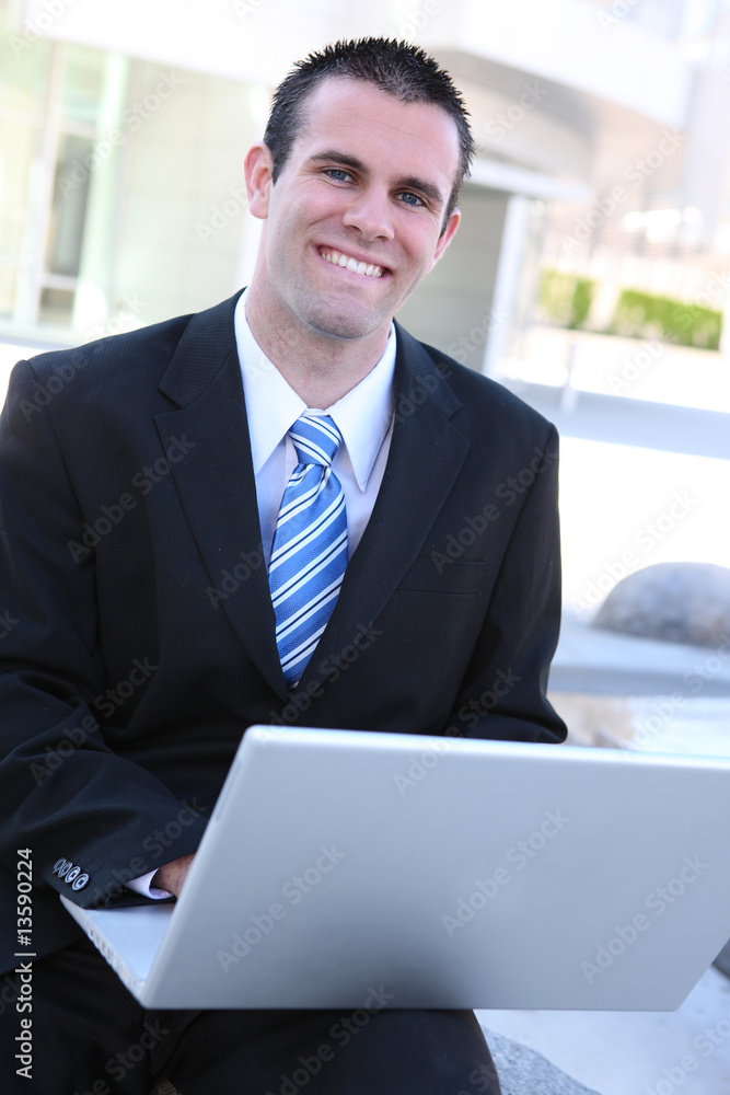Handsome Business Man and Laptop Handsome Business Man and Laptop