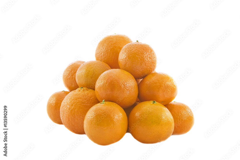 Heap of ripe fresh juicy tangerines isolated over white backgrou Heap of ripe fresh juicy tangerines isolated over white backgrou