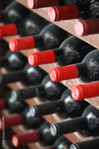wine bottles with red tops