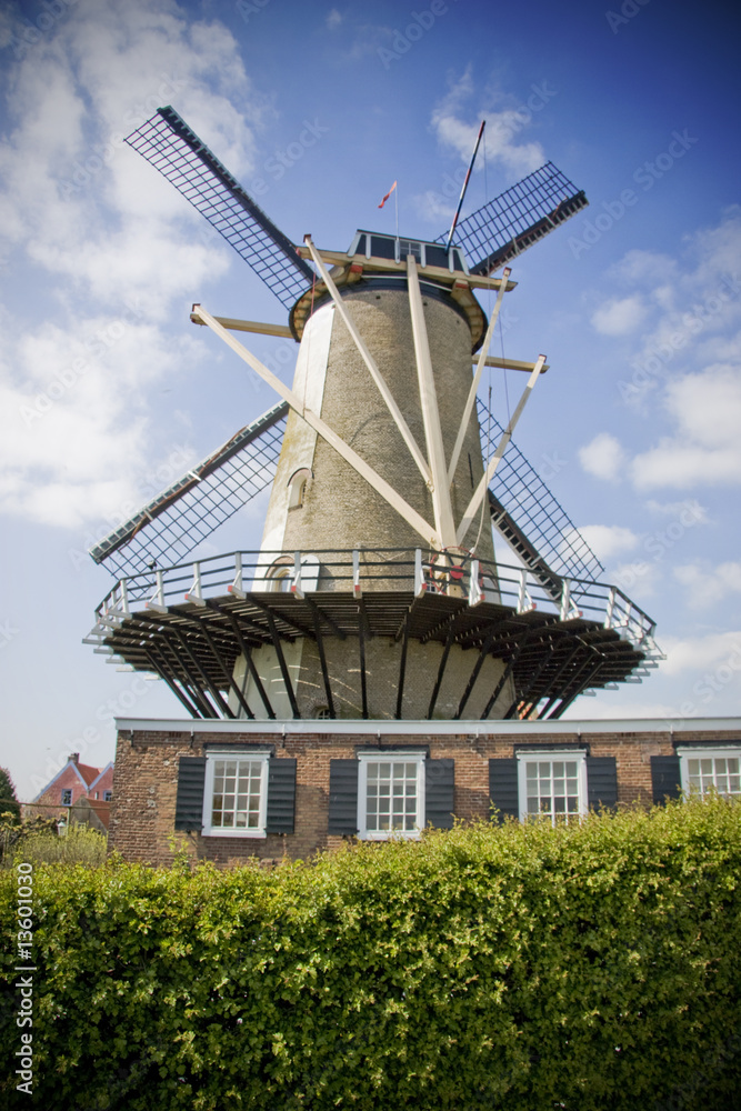 Dutch windmill blue sky holland netherlands