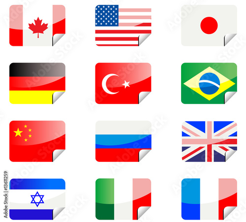 Glossy stickers with national flags isolated on white Free Download Glossy stickers with national flags isolated on white - GFXLoad