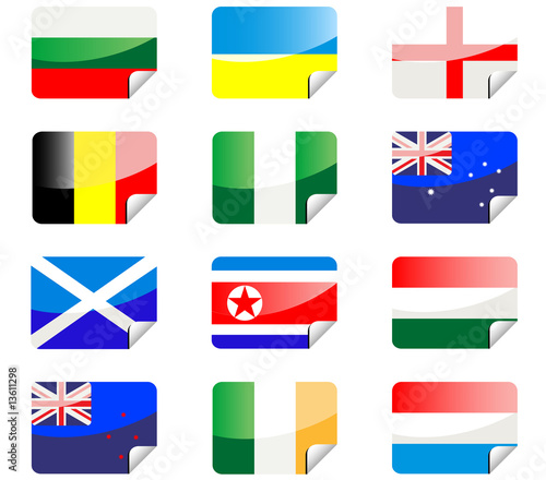 Free Download Glossy stickers with national flags isolated on white - GFXLoad