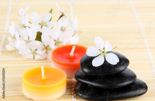 aromatic candles and river stones