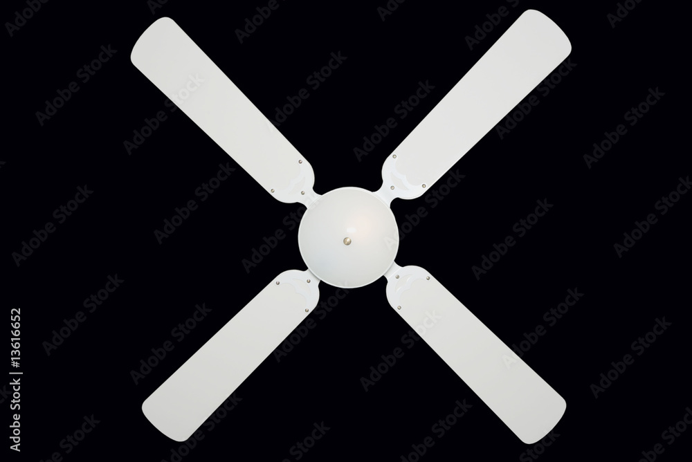 Ceiling fan isolated on black with clipping path