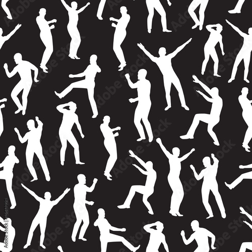 Seamless  the image of dancing young men. Vector illustration