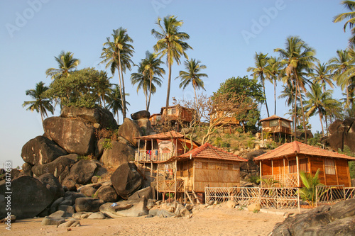 Bungalows on Palolem beach Goa India