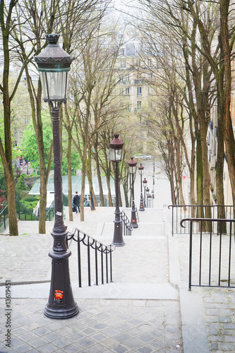 Beautiful starway in Montmartre in Paris at springtime #13619451