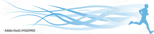 Run like the wind with blue flame designs trailing behind