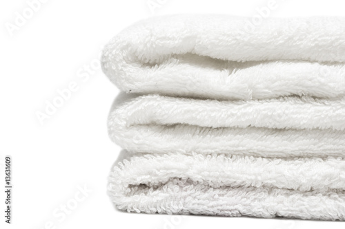 Stack of white towels close-up
