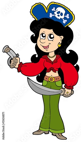 Cute pirate girl with pistol nad sabre
