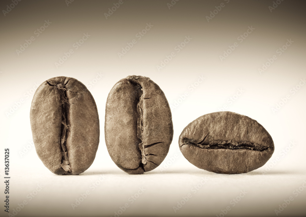 Obraz premium Three coffee beans