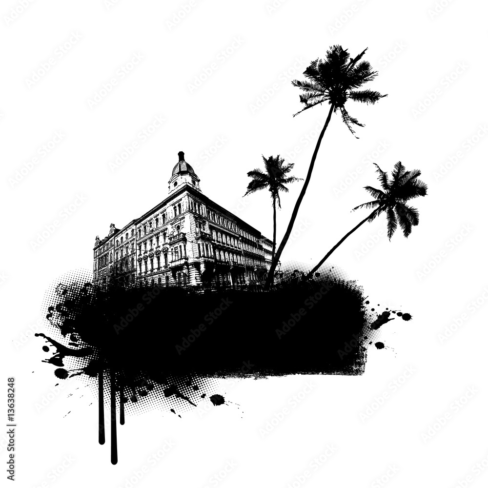 Fototapeta premium Building with palms.