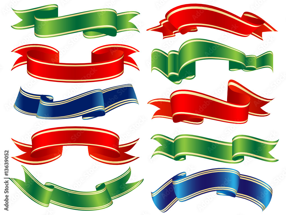 vector shiny ribbons over white background with stripes vector shiny ribbons over white background with stripes