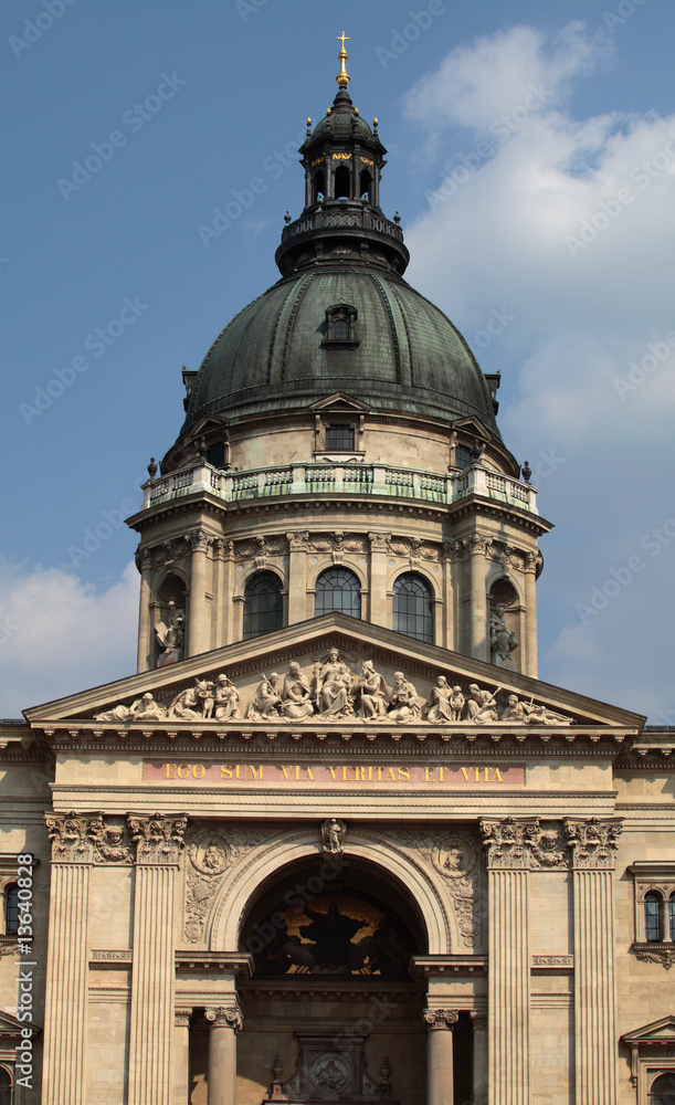 Statues on the facade of the Budapest basilica, Hungary