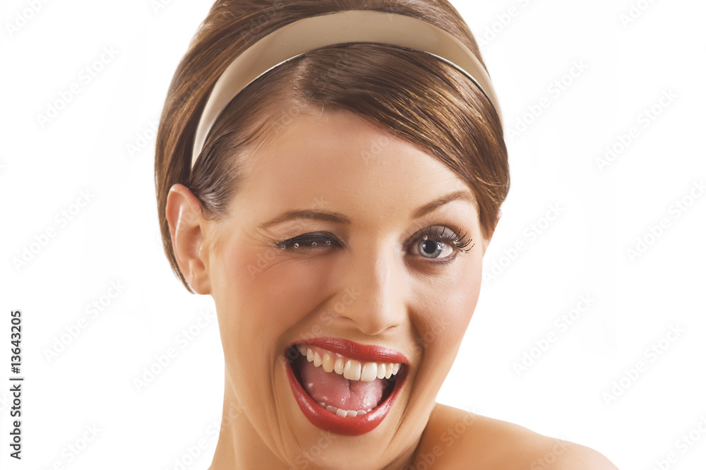 Portrait of a Beautiful young lady laughing. Isolated on white Portrait of a Beautiful young lady laughing. Isolated on white
