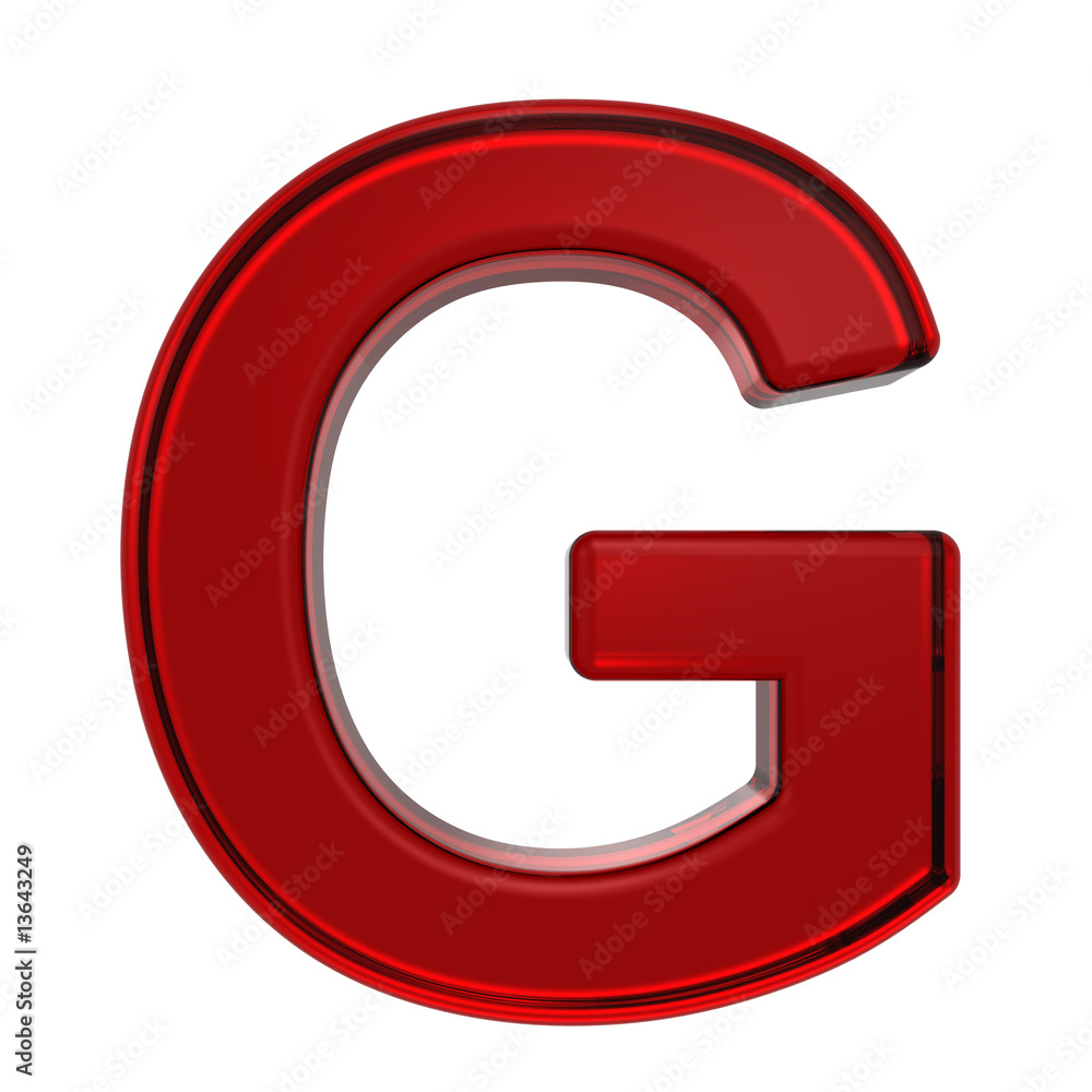 One letter from ruby alphabet set, isolated on white. One letter from ruby alphabet set, isolated on white.