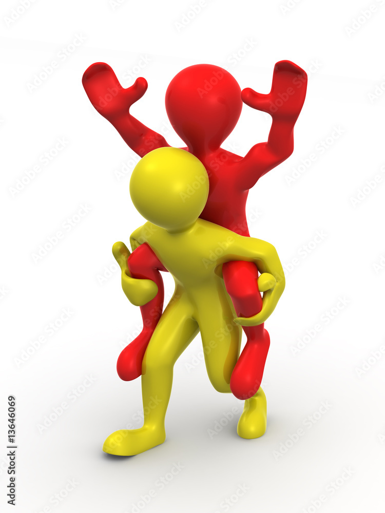 One person from the second man on the back One person from the second man on the back
