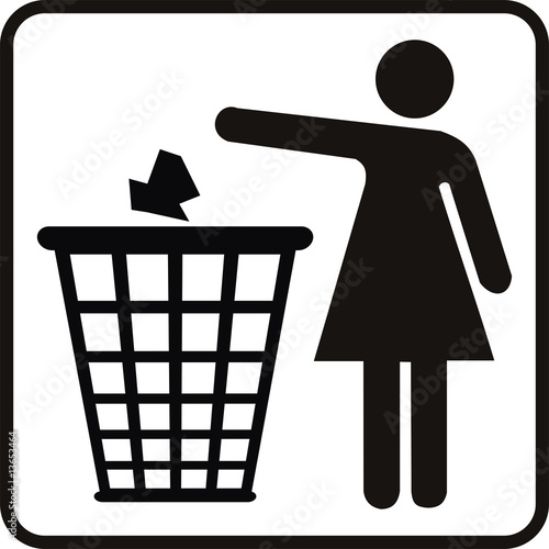 vector woman and basket for ecology