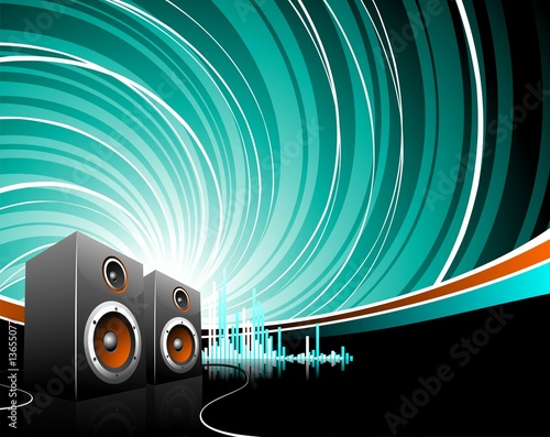 Illustration for a musical theme with speakers.