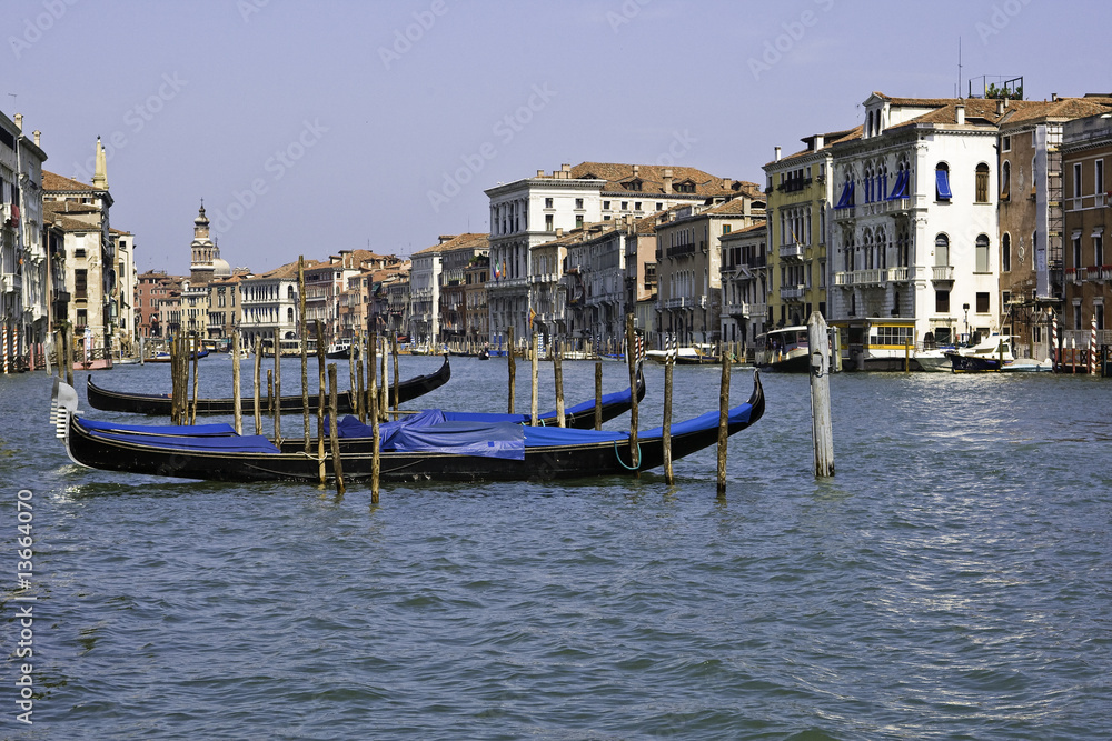 Venice channel with  gondolas