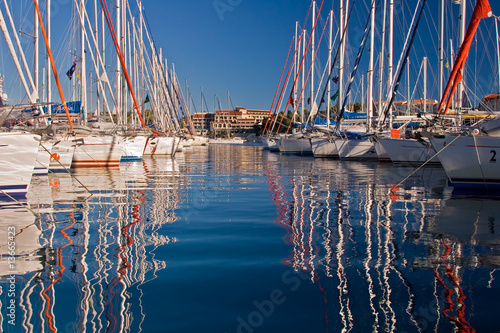 Row of sailing boats